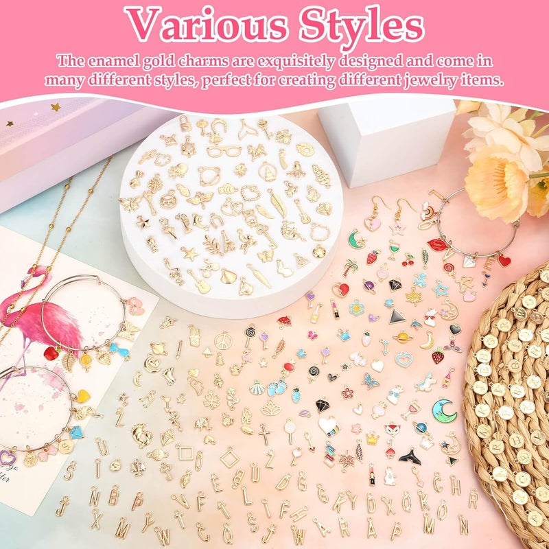 Flasoo 304Pcs Gold Charms for Jewelry Making, Assorted Bracelet Letter Charms for DIY Jewelry Making Necklace Bracelet, Keychains and Crafts - Image 5